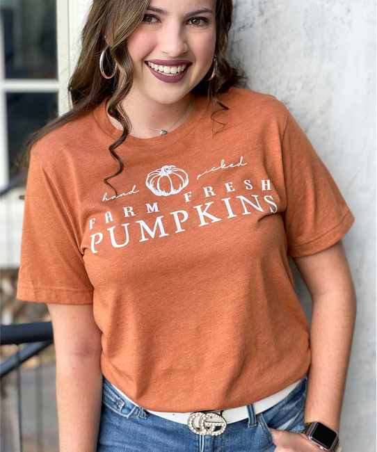 Bella Canvas Hand Picked Farm Fresh Pumpkins Graphic T Shirt