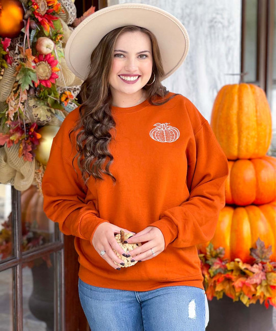 Embroidered Pumpkin Sweatshirt