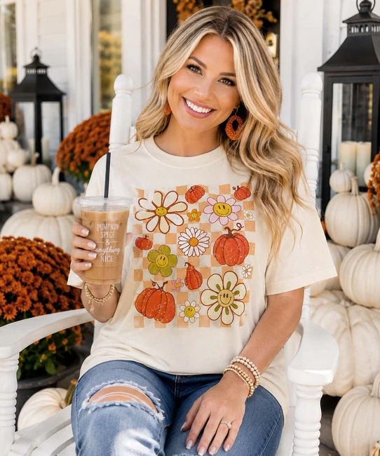 fall checkerboard comfort colors shirt model image