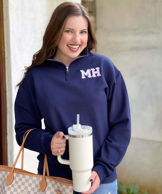 Shadow Block Monogram Quarter Zip