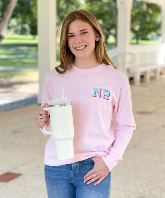 Born to Be Sassy Monogrammed Long Sleeve Denim Shirt