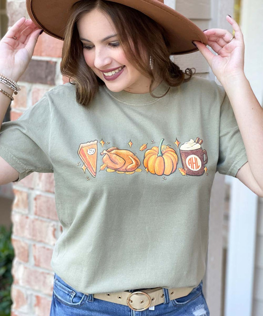 Monogrammed All Things Thanksgiving Comfort Colors Shirt