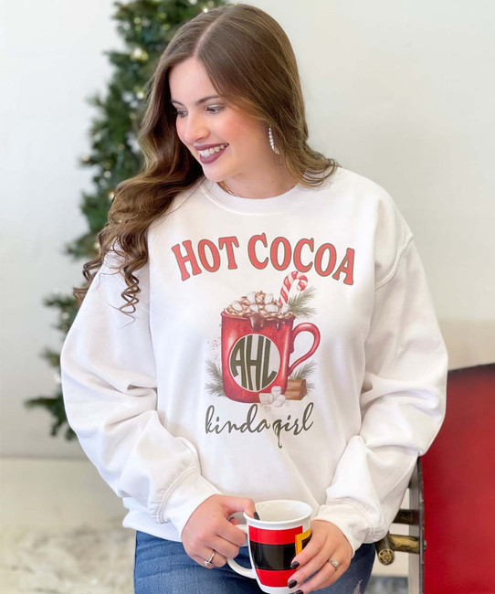  Monogrammed Hot Cocoa Kinda Girl Graphic Shirt 