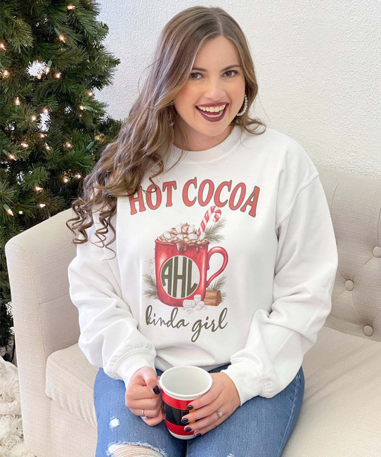  Monogrammed Hot Cocoa Kinda Girl Graphic Shirt 