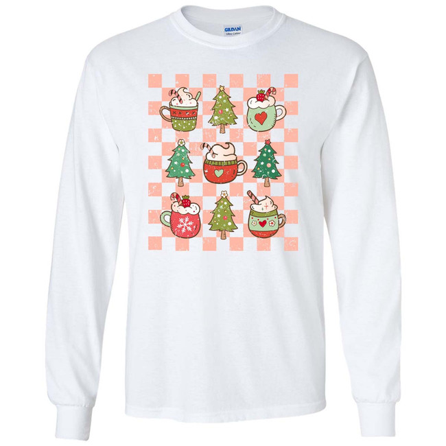 Christmas Coffee Checkerboard Graphic Shirt