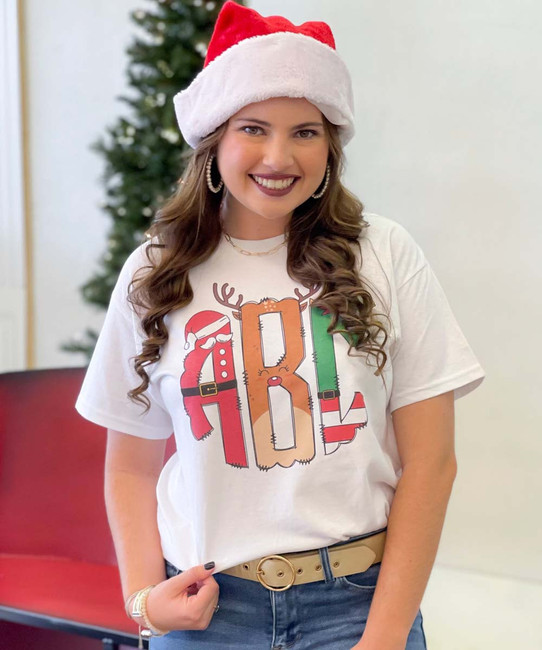  Christmas Monogram Graphic Tee Shirt 