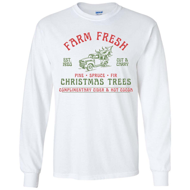  Distressed Farm Fresh Christmas Trees Graphic Tee Shirt 