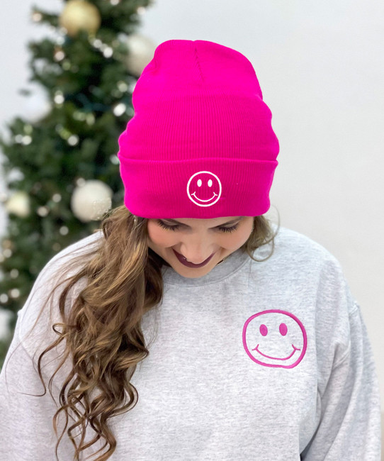  Smiley Cuffed Beanie - DOORBUSTER 