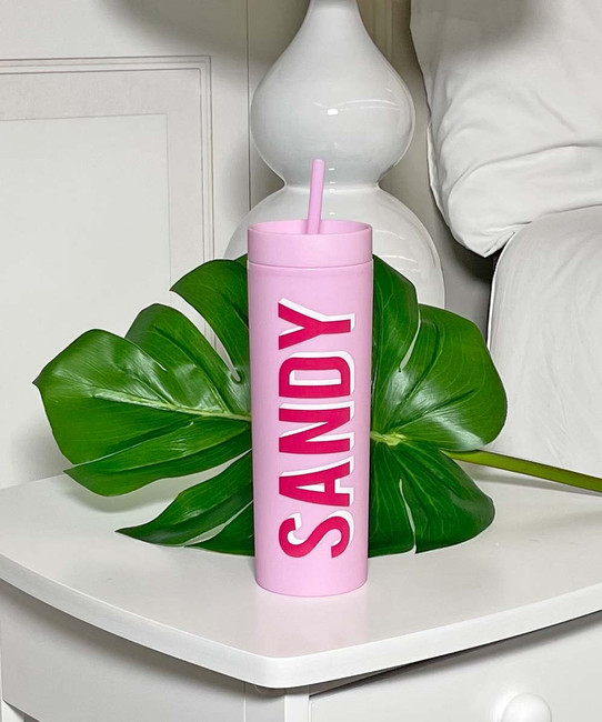 Monogrammed 40 oz Tumbler (Shadow) - Sprinkled With Pink