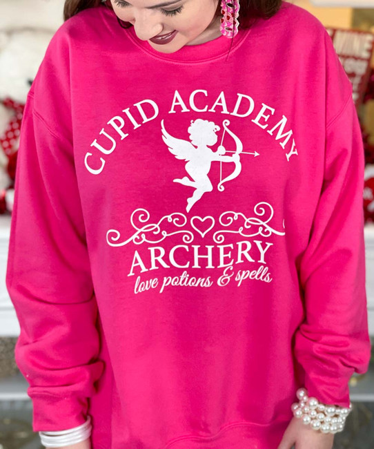 Cupid Academy Sweatshirt Close Up