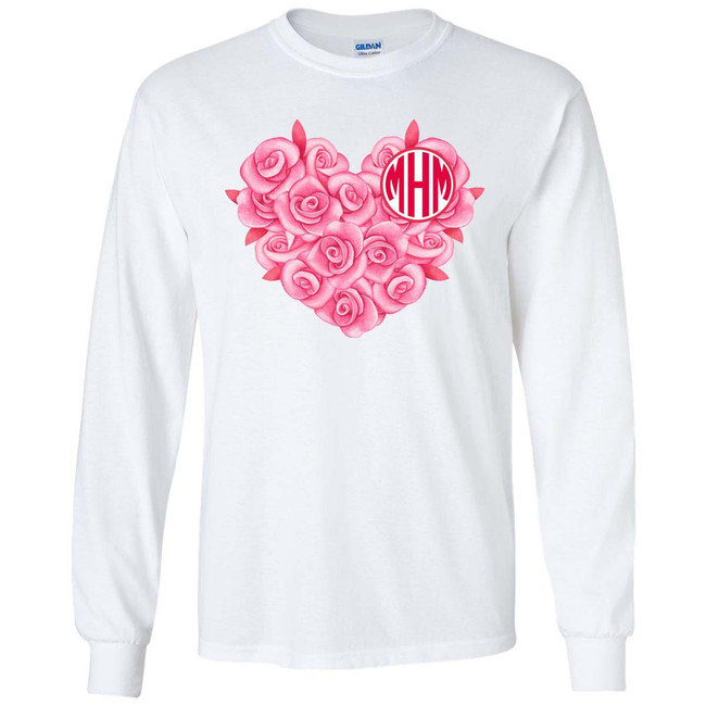  Monogrammed Rose Heart Graphic Tee 