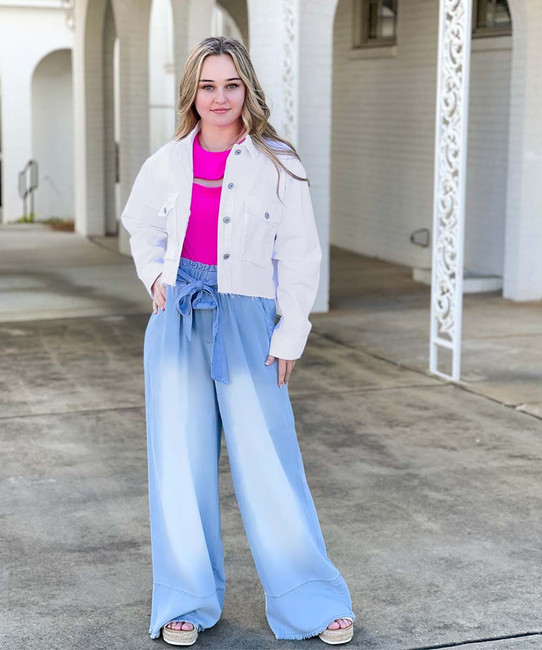 Chambray Wide Leg Pants