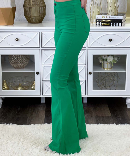 flare with me high waist stretch disco bell bottom pants kelly green 17516.1709574550