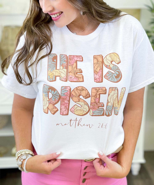  He Is Risen Floral Graphic Tee 