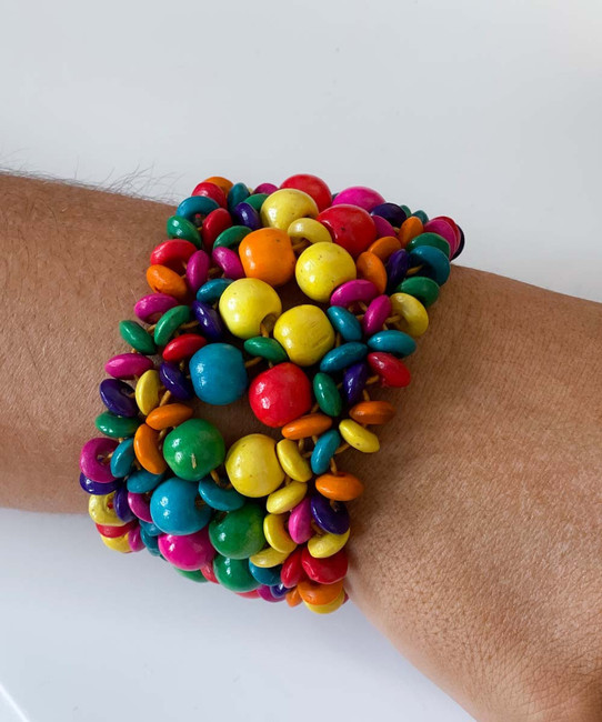  Forever Young Colorful Wood Stretch Bracelet 