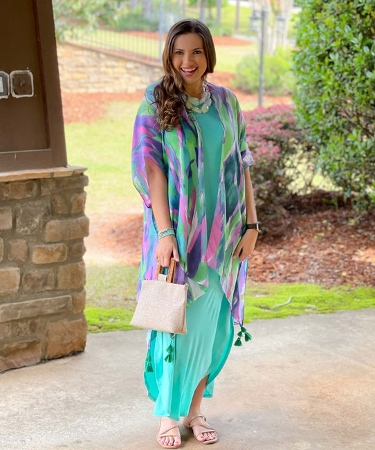  Vacay My Way Sunrise Print Tassel Kimono 