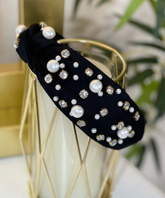 Pearl And Rhinestone Knotted Headband