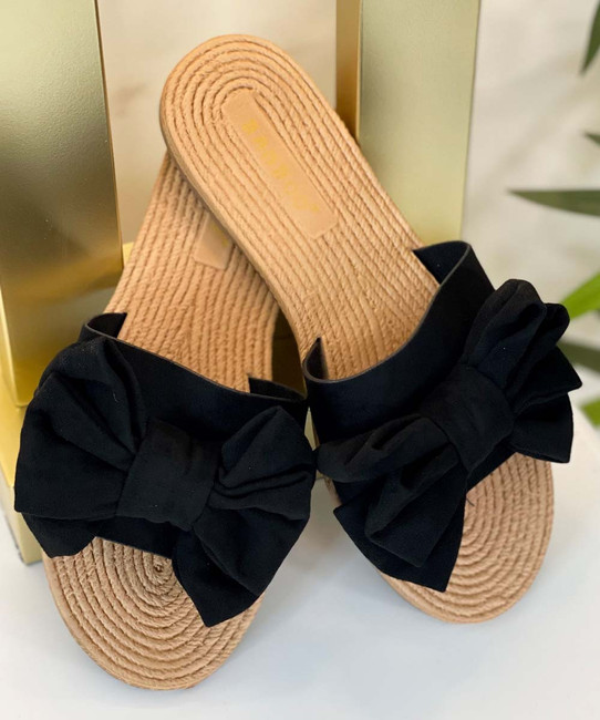 Daznico Slippers for Women Women Bow Tie Flat Thick Bottom Heel Sandals  Slipper Rome Beach Shoes Black 8.5 - Walmart.com