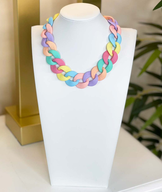  Brightest Skies Multi Color Chunky Chain Necklace 