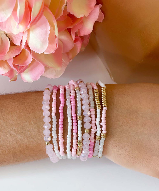  Princess Party Multi Row Stretch Bracelet - Pink 