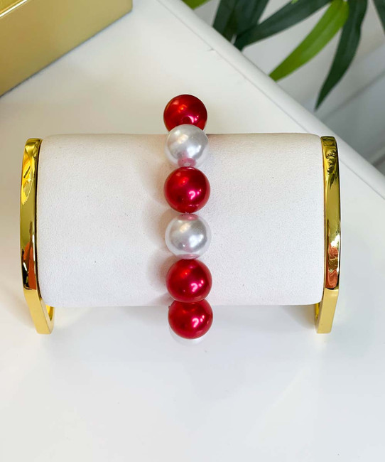 Wide pearl store bracelet