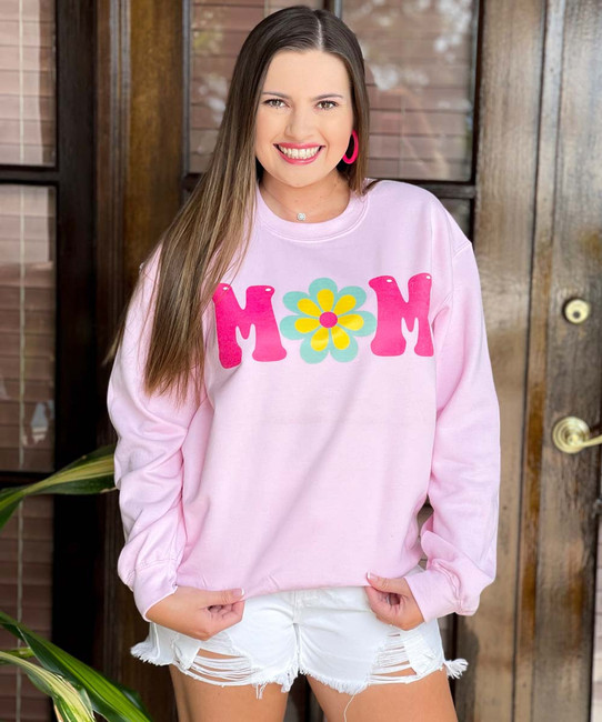  Mom Flower Graphic Sweatshirt 