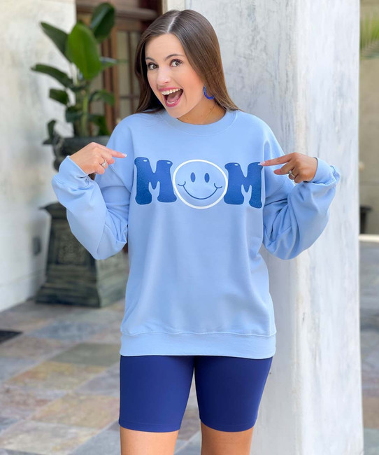  Mom Smiley Navy Graphic Sweatshirt 