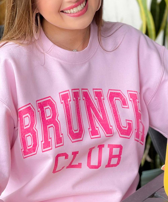  Distressed Brunch Club Graphic Sweatshirt 