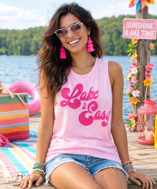 lake it easy tank top model image