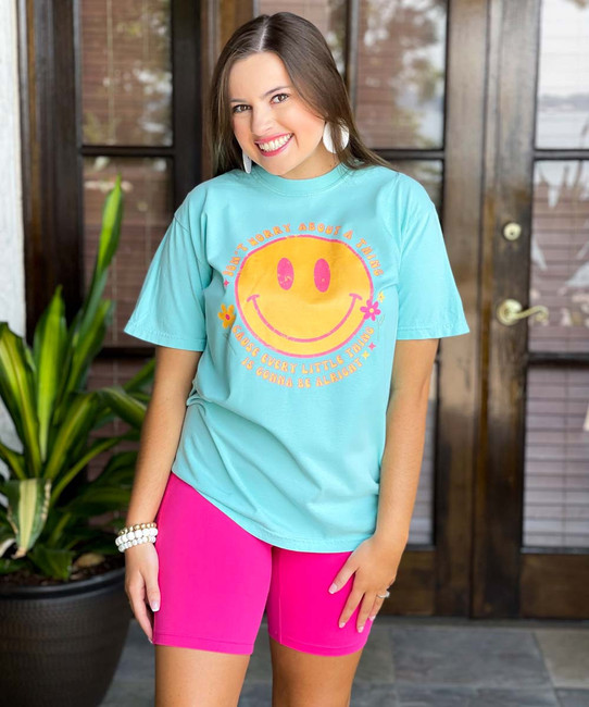  Don't Worry About A Thing Smiley Comfort Colors Shirt 