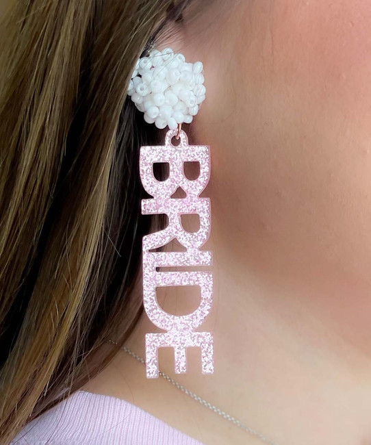 Meant To Be  Bride Glitter Earrings - Pink 