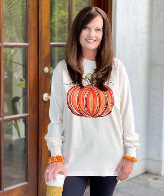  Watercolor Pumpkin Graphic Shirt 
