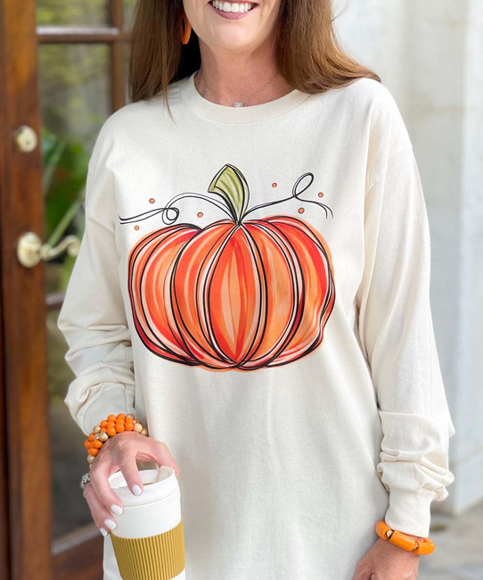  Watercolor Pumpkin Graphic Shirt 