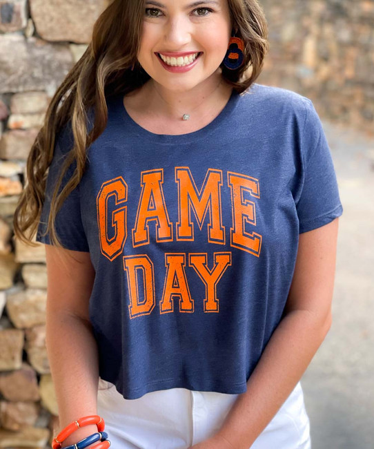  Customizable Distressed Game Day Bella Canvas Flowy Cropped Tee 