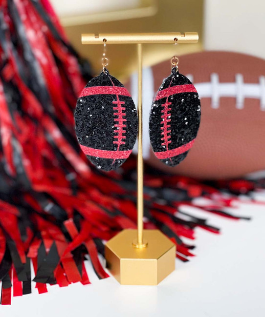 Football | Seed Bead Red+Black Earrings – Southern Routes