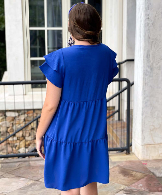  Kickoff V-Neck Dress - Royal 