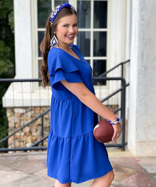  Kickoff V-Neck Dress - Royal 