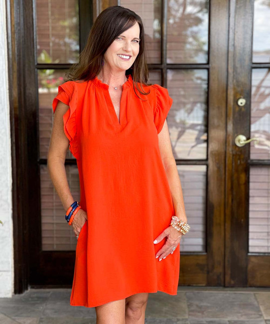  End Zone Ready Shift Dress - Orange 