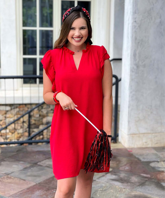  End Zone Ready Shift Dress - Red 