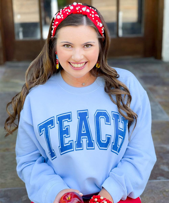  Distressed Teach Graphic Sweatshirt 