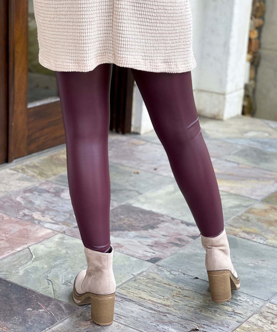 Burgundy Leather Leggings For Women Stretch Tighten PU Black Leather Pants  Women With Slimming Booty And Lifting Effect From Cordes, $31.15 |  DHgate.Com