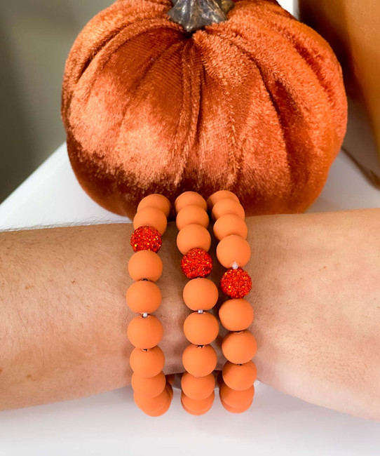  Something In The Orange Clay Ball And Crystal Bracelet - Orange 