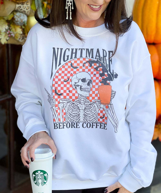  Distressed Nightmare Before Coffee Graphic Tee 