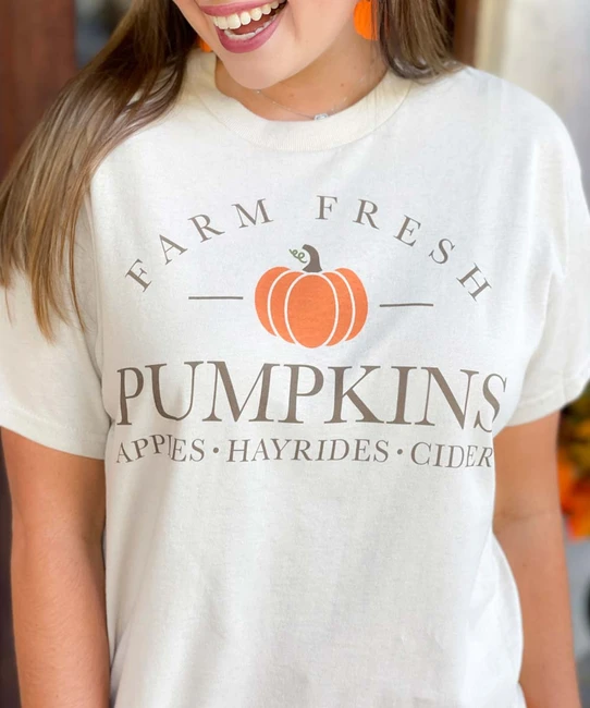  Farm Fresh Pumpkins Graphic Shirt  With FREE Earrings 