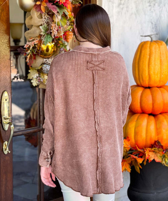  Throw Me On Oversized Shacket - Dark Camel 