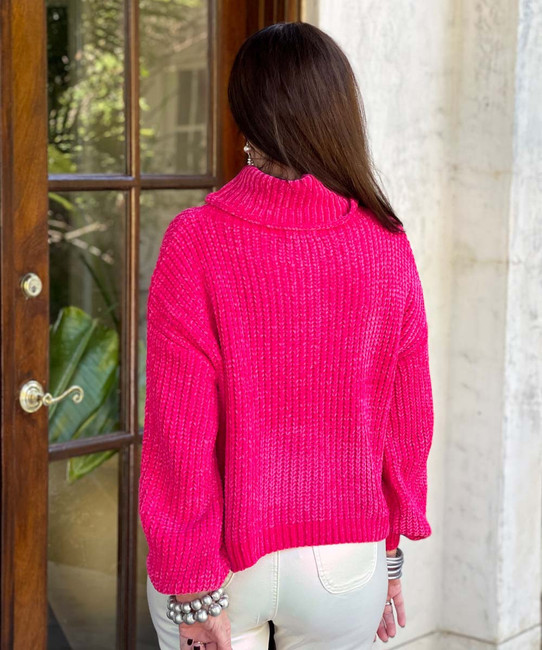  Peaceful Journey Turtleneck Sweater - Hot Pink 