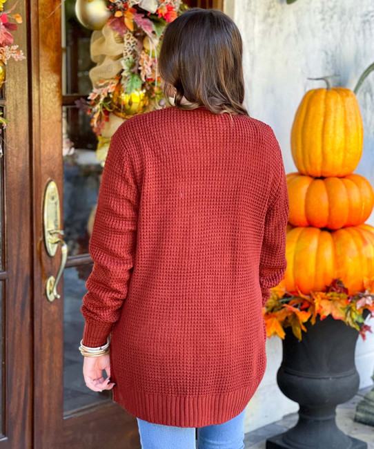 Waffle Cardigan With Pockets