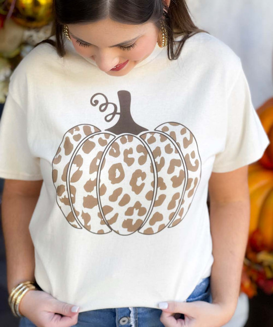 Natural Leopard Pumpkin Graphic Shirt