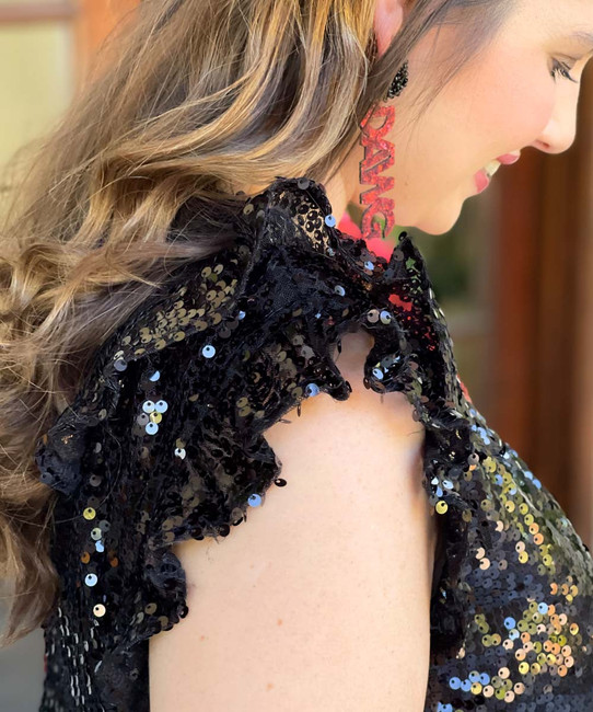red and black sequin top