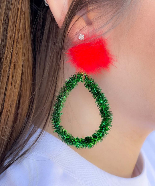 Deck The Halls Green Earrings Model